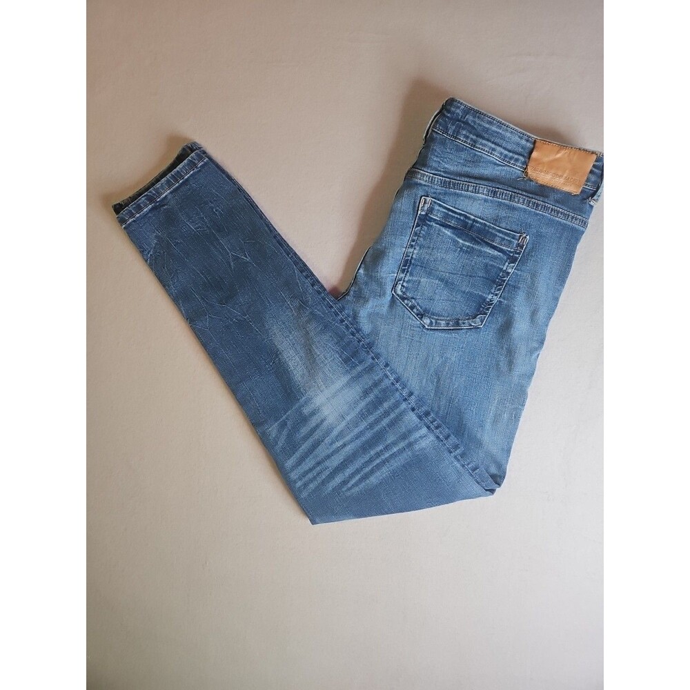 Zara Women's Basic Z1975 Denim Jeans Light Blue Size 12 Mid Rise Skinny Stretch